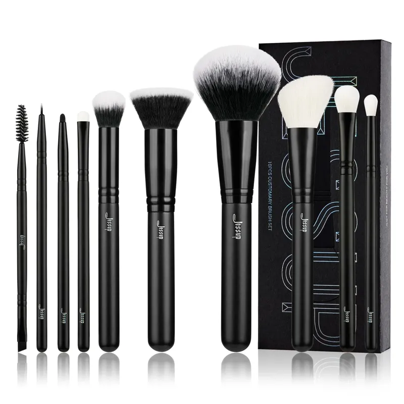 Jessup Makeup Brushes Set 10pcs Makeup Brush Natural-Synthetic Powder Foundation Eyeshadow Eyeliner Concealer Blush Eyebrow T323