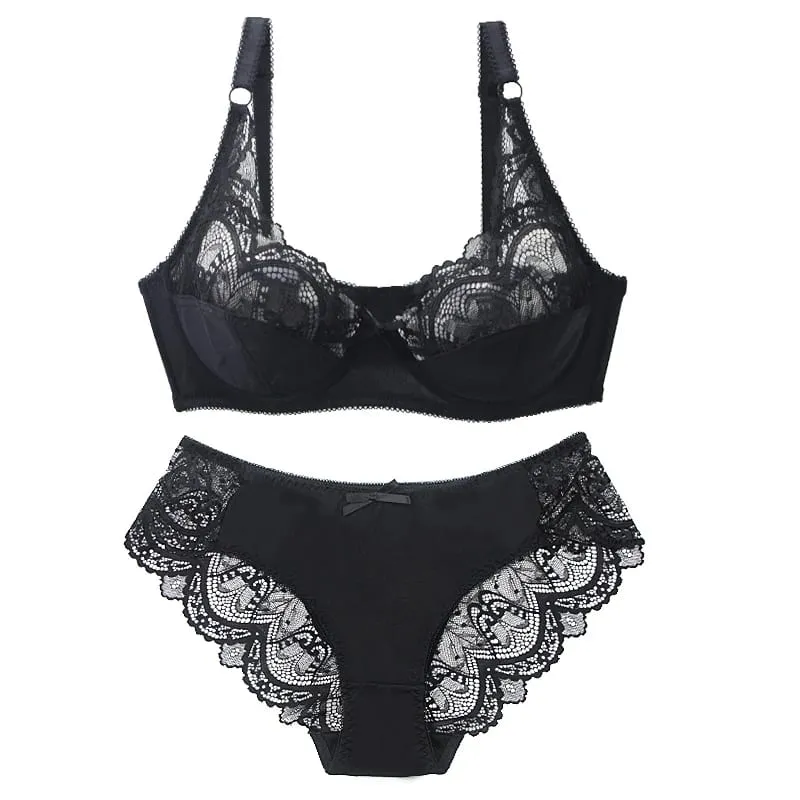 2021 New Sexy Ultra-ThinThick Plus Size Female Seamless Lingerie Push Lace Bra Sets For Womens Underwear