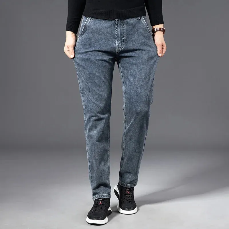 Autumn Summer Denim Jeans Men Straight Stretch Regular Jeans for Man Black Classic Vintage Mens Pant Big Size 29-38 40