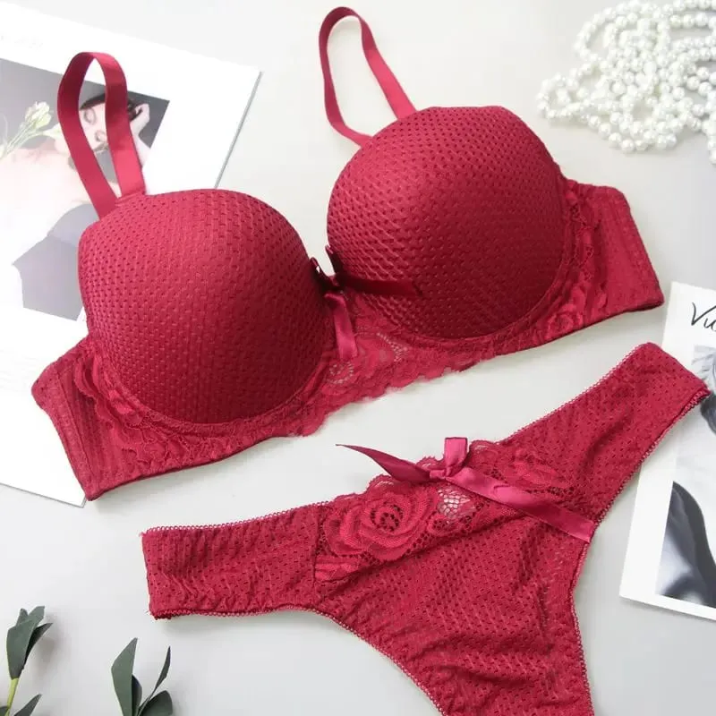 Sujetador de 6 colores, lencería de encaje Sexy, Top corto cómodo, ropa interior femenina, conjuntos de sujetadores con aros, aumento