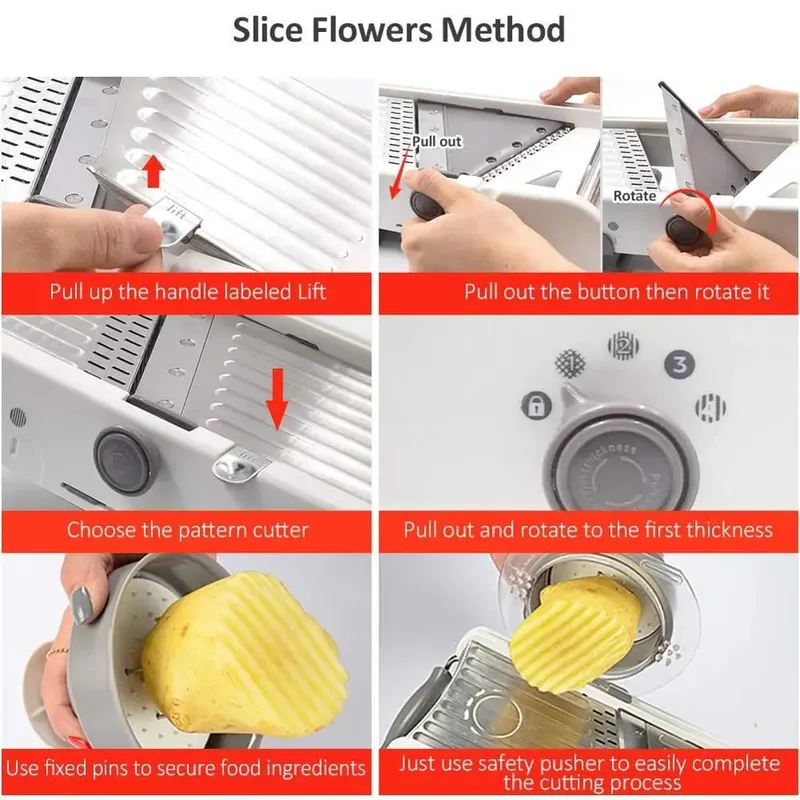 18 Types Adjustable Mandoline Slicer Stainless Steel Vegetable Julienner Grater Onion Potato Slicer Cutter KC0326
