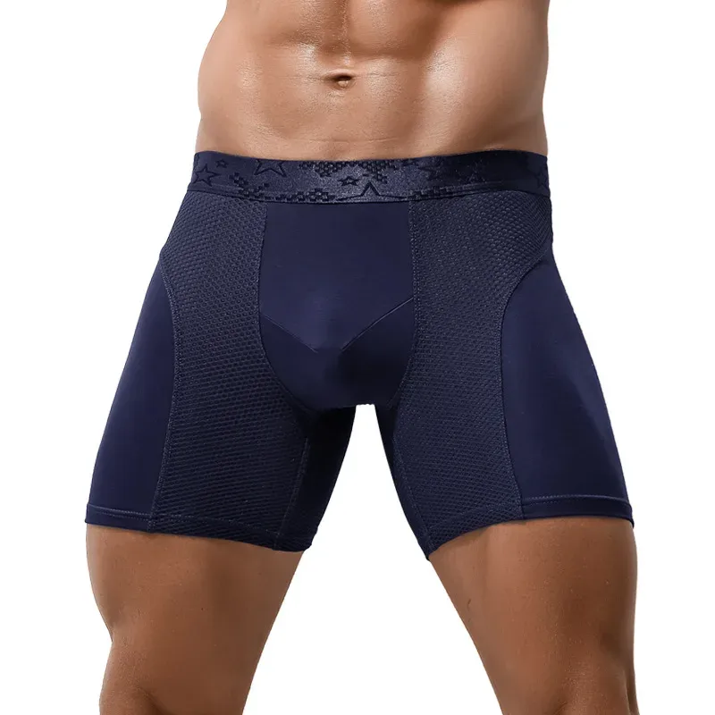 Mens Underwear Modal Boxers Shorts Hombre Solid Mesh Breathable Pouch Panties Man Long Leg Underpants Cueca Calzoncillos XL-6XL