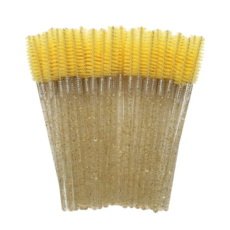 50pcs Shiny Disposable Eyelash Brush Applicator Wands Curler Mascara Eyebrow Makeup Tools Spoolers Comb Wands Spoolies Brushes