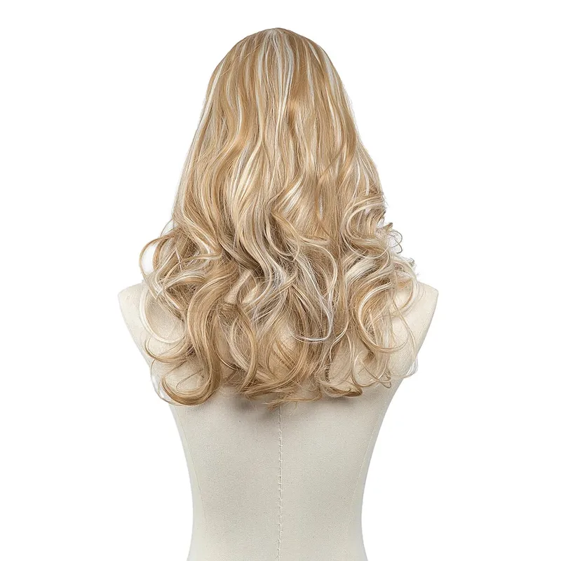 U-Part Synthetic Clip In Hair Extension Long Thick Curly Natural Blonde Flase Hair Hairpieces For Women Heat Resistant — image 9