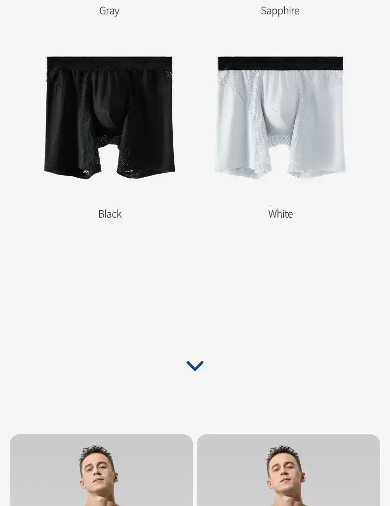 Mens Underwear Modal Boxers Shorts Hombre Solid Mesh Breathable Pouch Panties Man Long Leg Underpants Cueca Calzoncillos XL-6XL