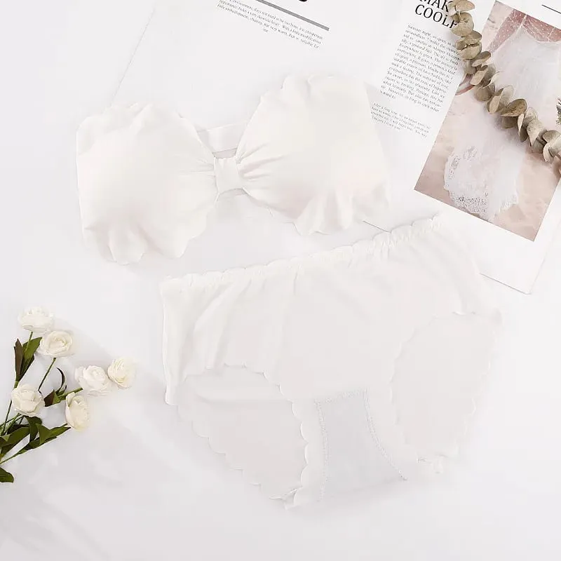 Women Seamless Bra And Panties Set Wire Free Bra Top Push Up Bralette Briefs Japanese Underwear Set Female Sexy Lingerie