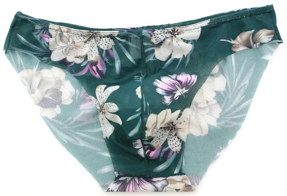 Sexy Men's Briefs Soft Breathable Silk Sexy Print Underwear Men's Hot Hips Up Transparent Jockstrap Colorful Undies Cueca Y03