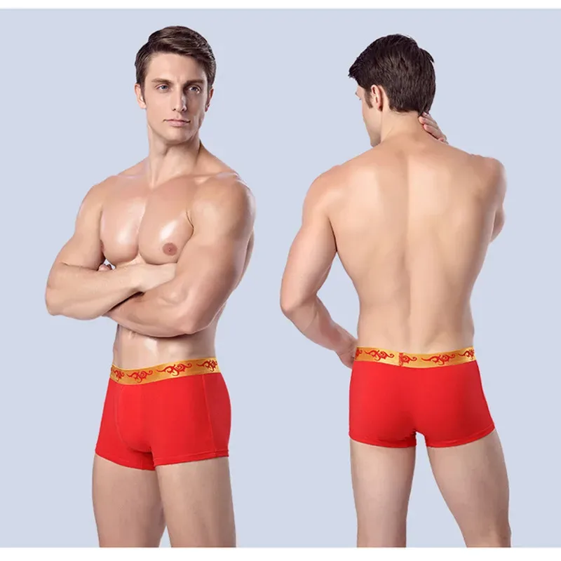 Men's Underwear Cotton Wedding Red Boxer For Men