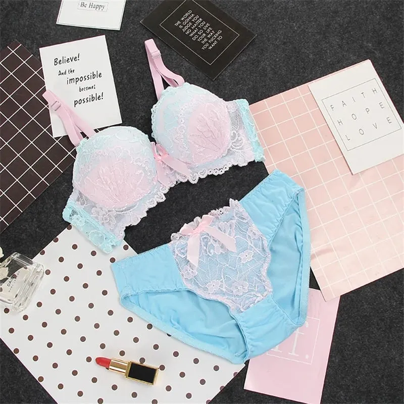 Květinové soupravy podprsenky s kosticí Dámská Podprsenka Sexy kalhotky Krajka Bralette Dámské spodní prádlo Košíček B Spodní prádlo Měkké jednobarevné Podprsenka Set