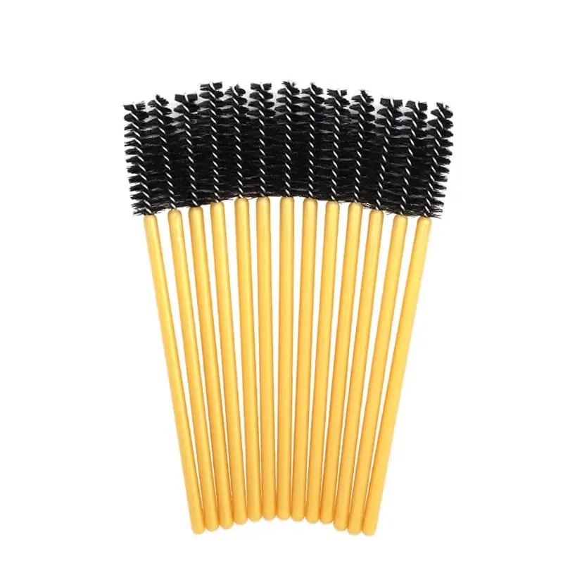50pcs Shiny Disposable Eyelash Brush Applicator Wands Curler Mascara Eyebrow Makeup Tools Spoolers Comb Wands Spoolies Brushes