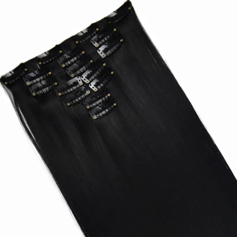Synthetic Hair Fiber Heat Resistant130gr Straight clip in Hair Extensions 7006