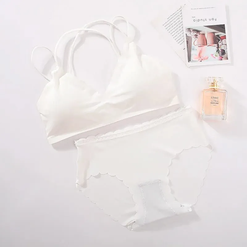 Women Seamless Bra And Panties Set Wire Free Bra Top Push Up Bralette Briefs Japanese Underwear Set Female Sexy Lingerie