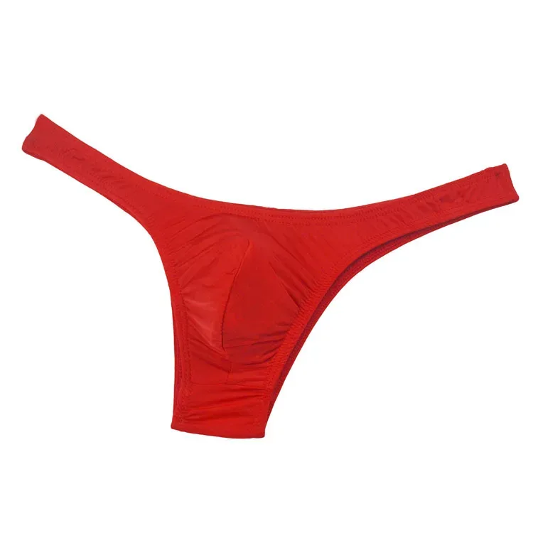 Men's Underwear T-Back G-String Briefs Sexy Breathable Ice Silk Tangas Thong Hot Porn Lingerie Fashion Low Waist Panties Male