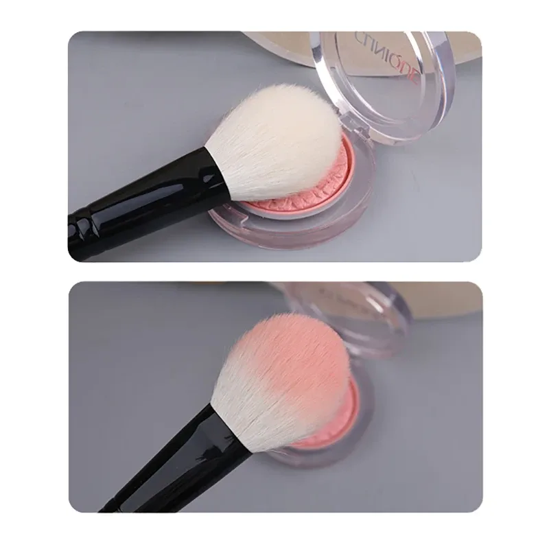 Z199s Professional Handmade Makeup Brushes Soft Saikoho Goat Hair Flat Round Blush Blusher Brush Ebony Handle Make Up Brush