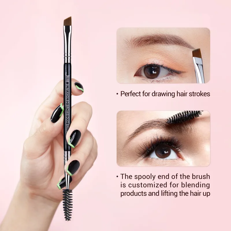 Jessup Eyebrow Makeup Brush Dual-head Eyebrow Eyelash Brushes Eye Make Up Cosmetics Beauty Tools Synthetic Hair Wood Handle
