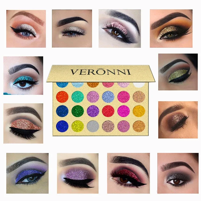 Glitter Eyeshadow Palette Pigment Shine Sequins Eye Shadow Highlighter Shimmer Colorful Make Up Pallete