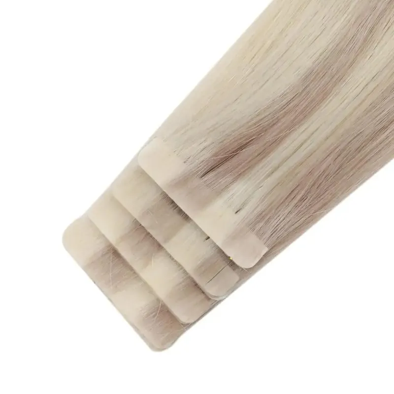Full Shine Injection Virgin Human Hair Extensions PU Skin Weft Tape In Blonde Color Virgin Invisible Seamless 5Pcs for Testing