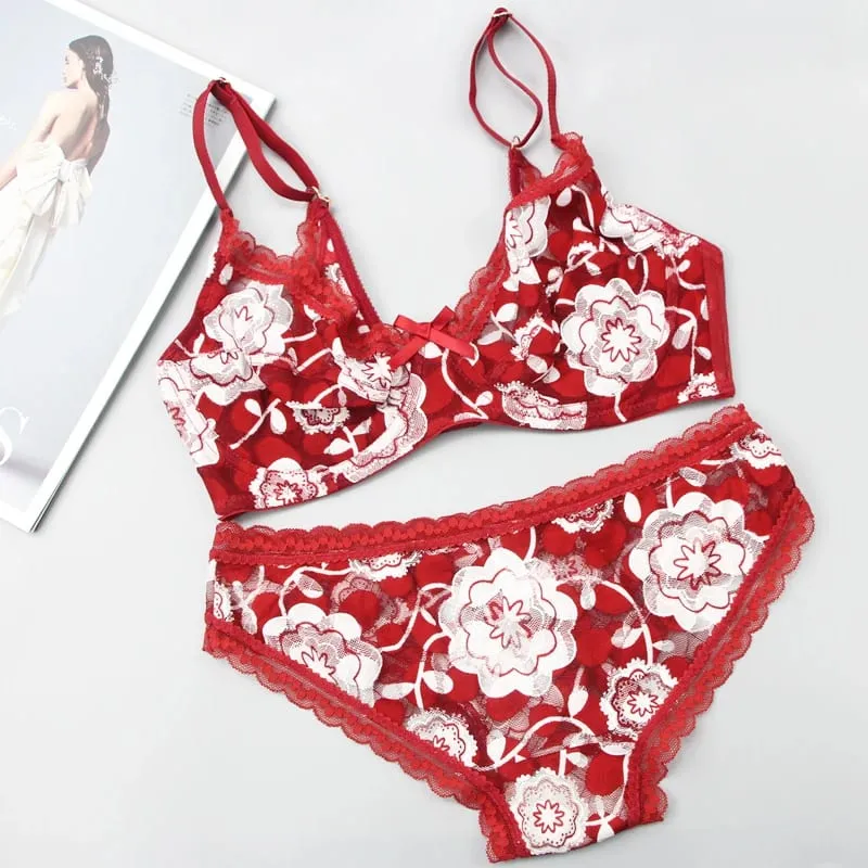 34/75 36/80 38/85 40/90 42/95 ABCDE Cup Conjuntos de sutiã oco rendas sexy mulheres ultrafinas lingerie feminina