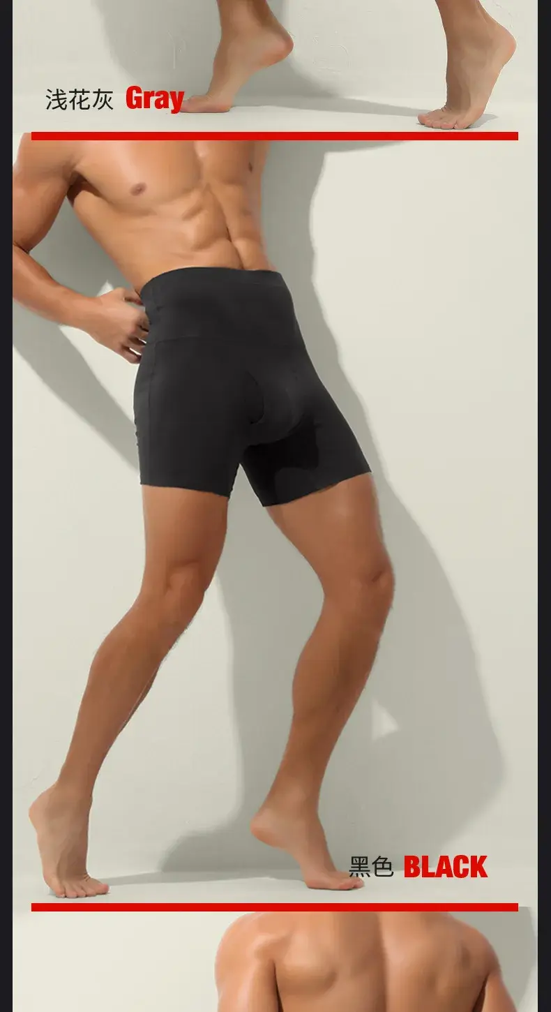 Men Underwear Cotton Boxers Shorts Tummy Control High Waist Panties Man Solid Breathable Pouch Underpants Male Cueca Calzoncillo — image 4