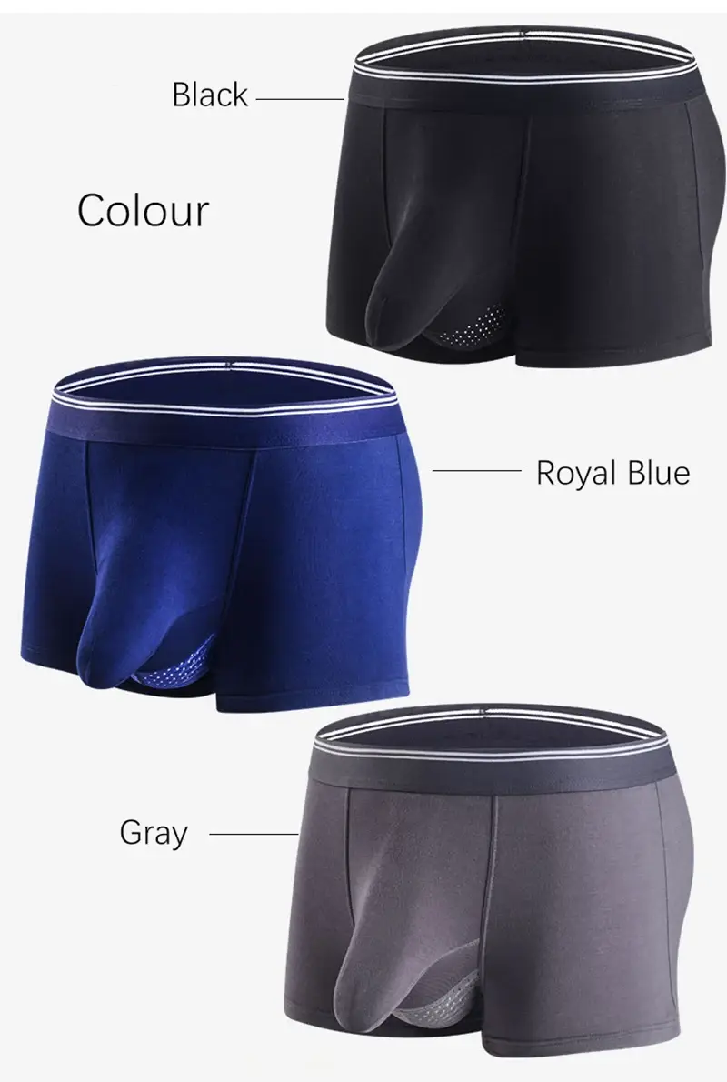 Plus size masculino sexy separado pênis bolso boxer shorts respirável roupa interior masculina calcinha modal masculino elefante nariz cuecas 3256802927192475