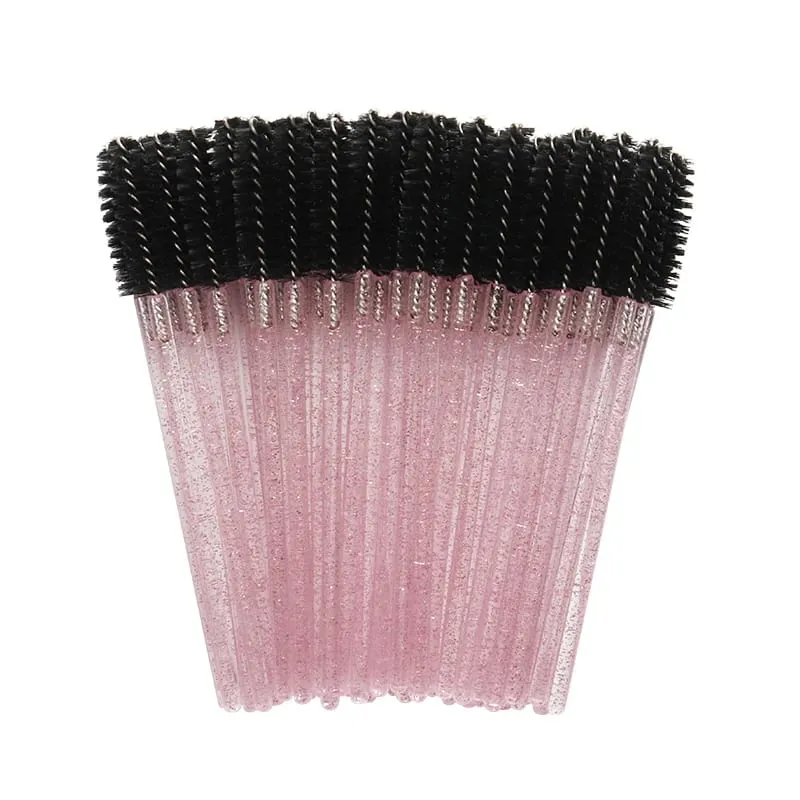 50pcs Shiny Disposable Eyelash Brush Applicator Wands Curler Mascara Eyebrow Makeup Tools Spoolers Comb Wands Spoolies Brushes