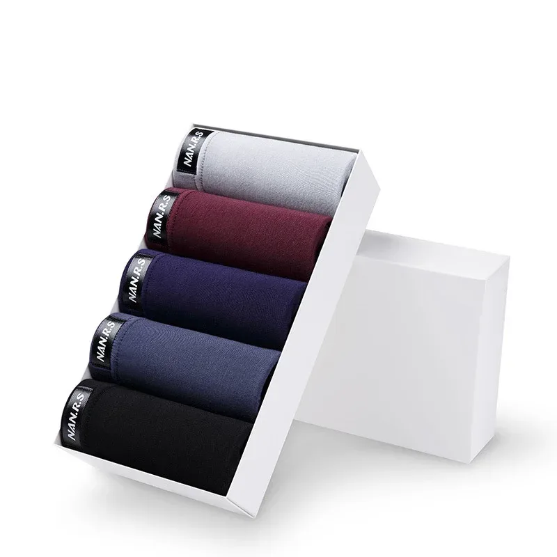 5Pcs Top Quality Men Underwear Boxer Shorts Men's Sexy Solid Underpants Boxershorts Boxer For Mens Male Panties Cotton plus Size