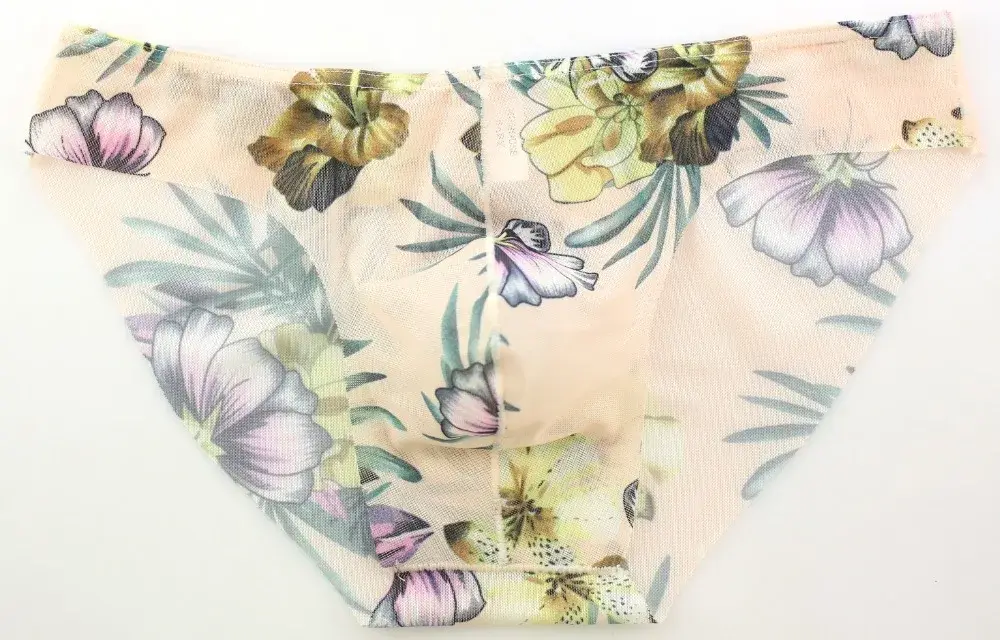 Sexy Men's Briefs Soft Breathable Silk Sexy Print Underwear Men's Hot Hips Up Transparent Jockstrap Colorful Undies Cueca Y03