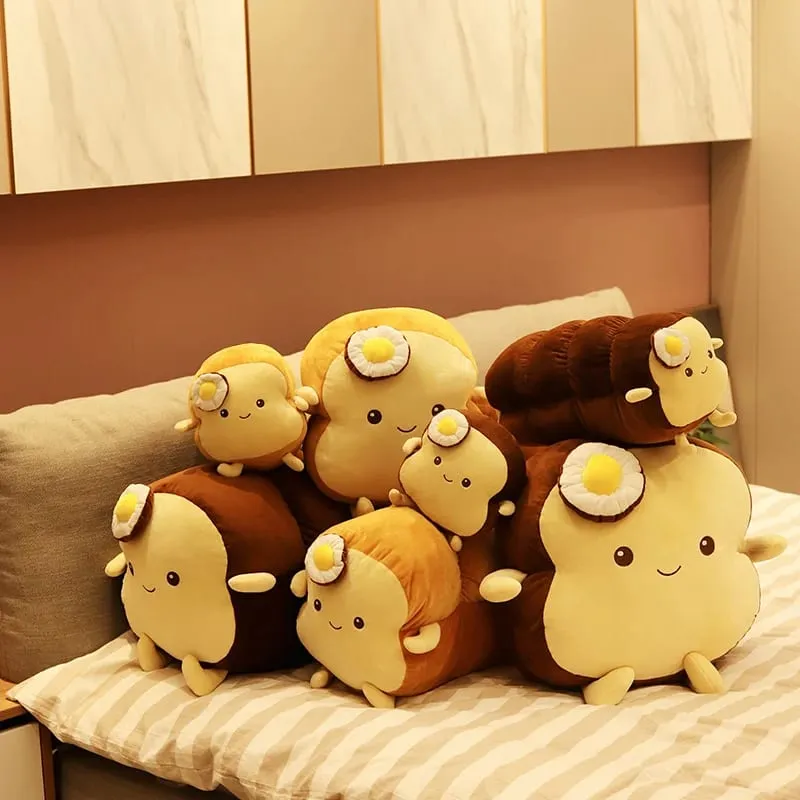 25CM Cute Creative Toast Stuffed Pillow Soft Kawaii Bread Plush Toy Simulation Food Doll Sleep Pillow Cushion Kids Gift