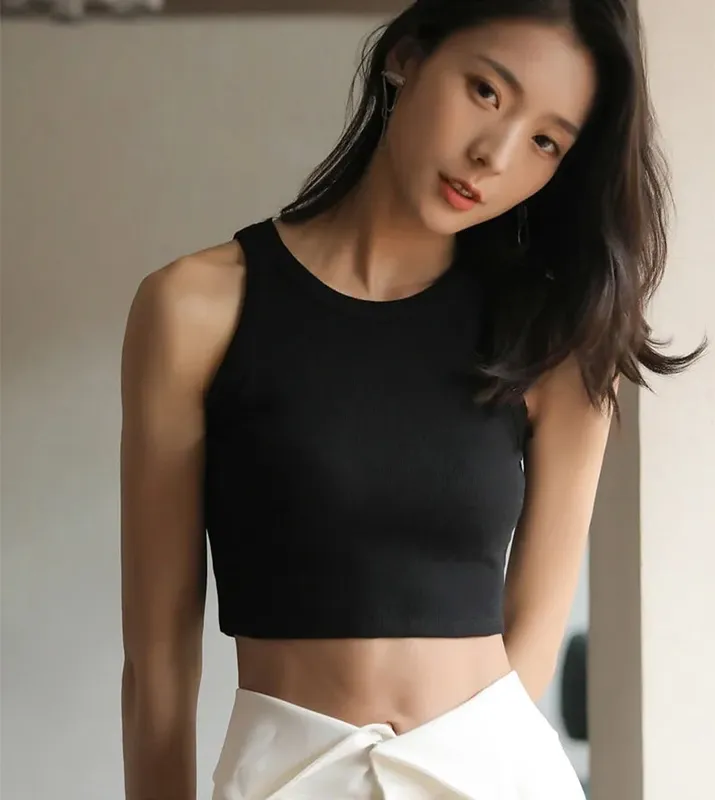 Basic Solid T Shirts Women Slim Halter Neck Off-shoulder Camisole Tops Tees Summer Female Tanks Sleeveless Dropshipping