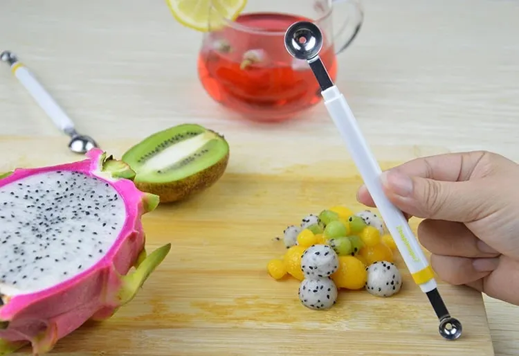 Mini Apple Ball Digger Melon Spoon Ice Cream Dig Scoop Stainless Steel Double-end Cooking Tool Kitchen DIY Accessories Gadgets