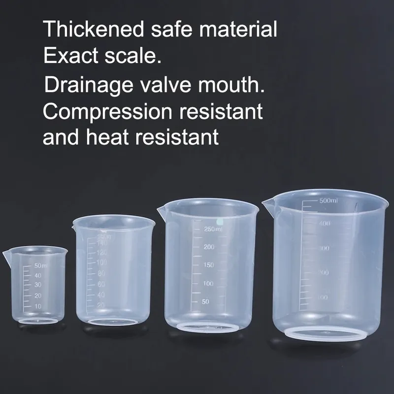 Measuring Cup Transparent Plastic Laboratory Beaker Graduated Liquid Jug Cup Kitchen Baking Cooking Measurement Scale Container