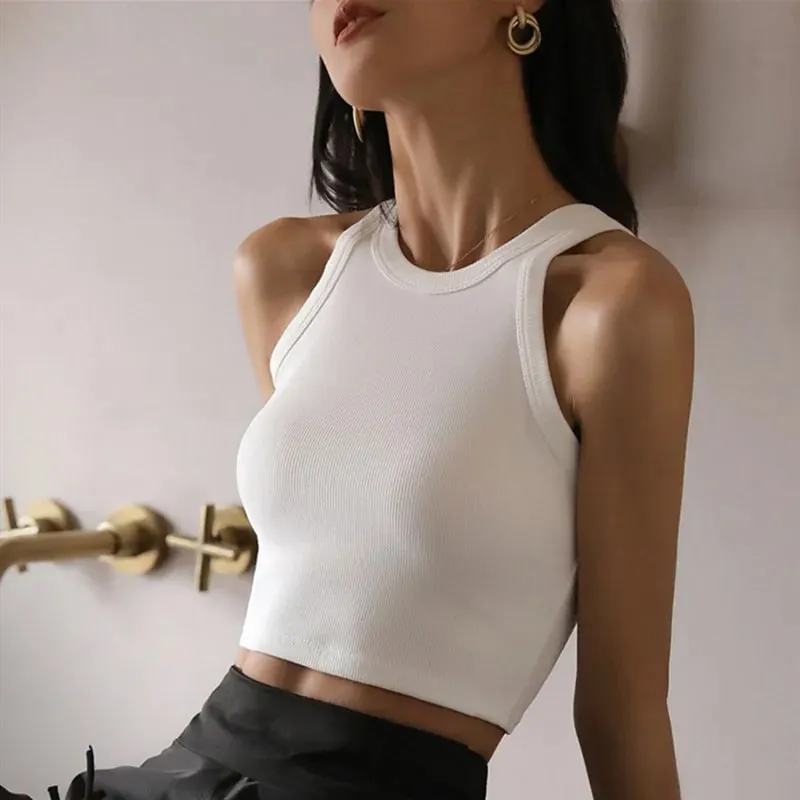 Basic Solid T Shirts Women Slim Halter Neck Off-shoulder Camisole Tops Tees Summer Female Tanks Sleeveless Dropshipping