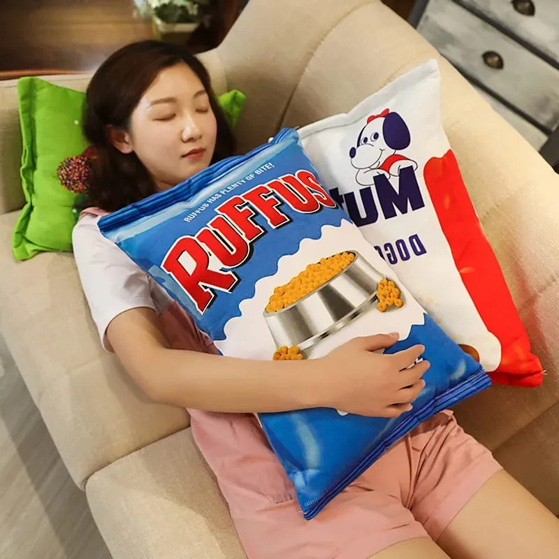 Creative Lifelike Snacks Plush Pillow Simulation Cat Dog Food Potato Chips Cookie Lifelike Food Snack Cushion Plushie Props Gift — image 7