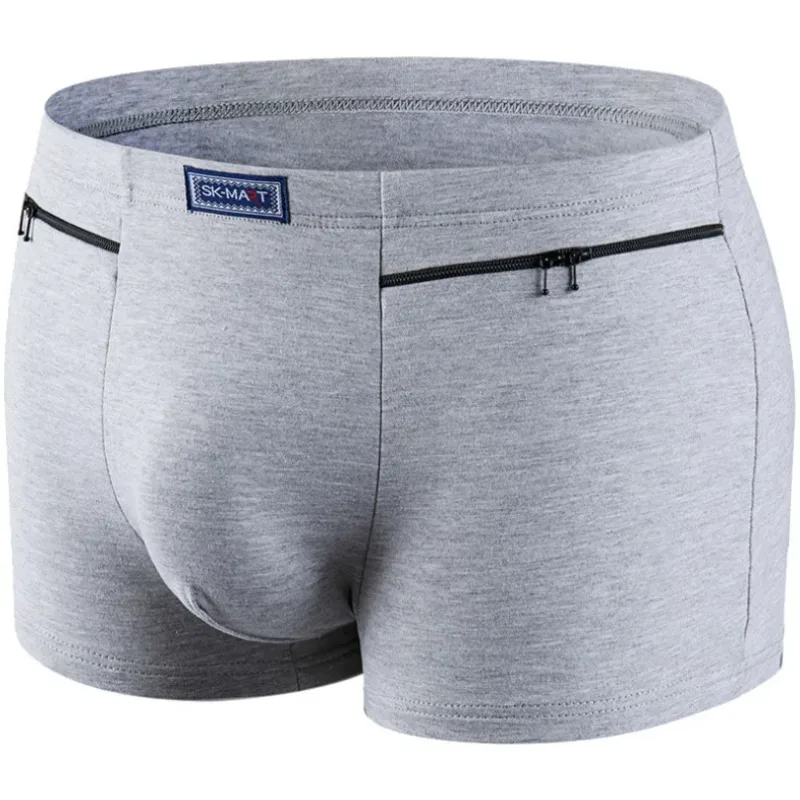 Double zipper Men's Anti-Theft Boxer Shorts with Zipper Pocket, Bottom Pants, Underwear, High Quality, modal — image 5