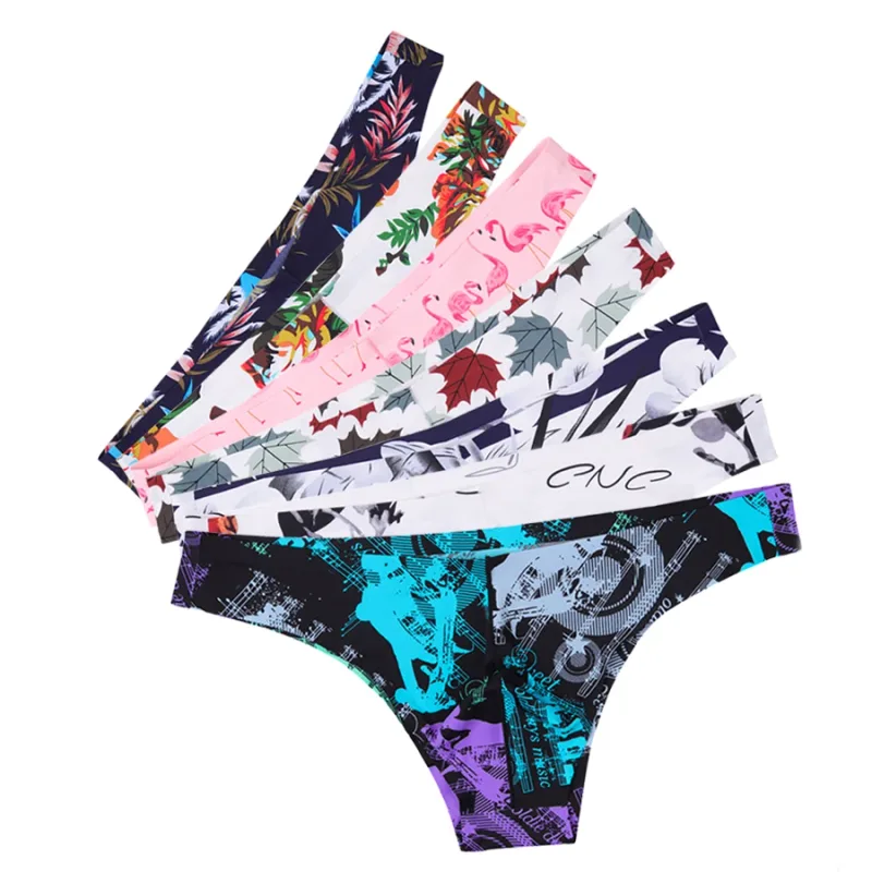 4pcs Men Sexy Style Smooth Soft Printed Underwear Men's Thin Underpants Man Low Waist Bikini Ice Silk Briefs Seamless 00817