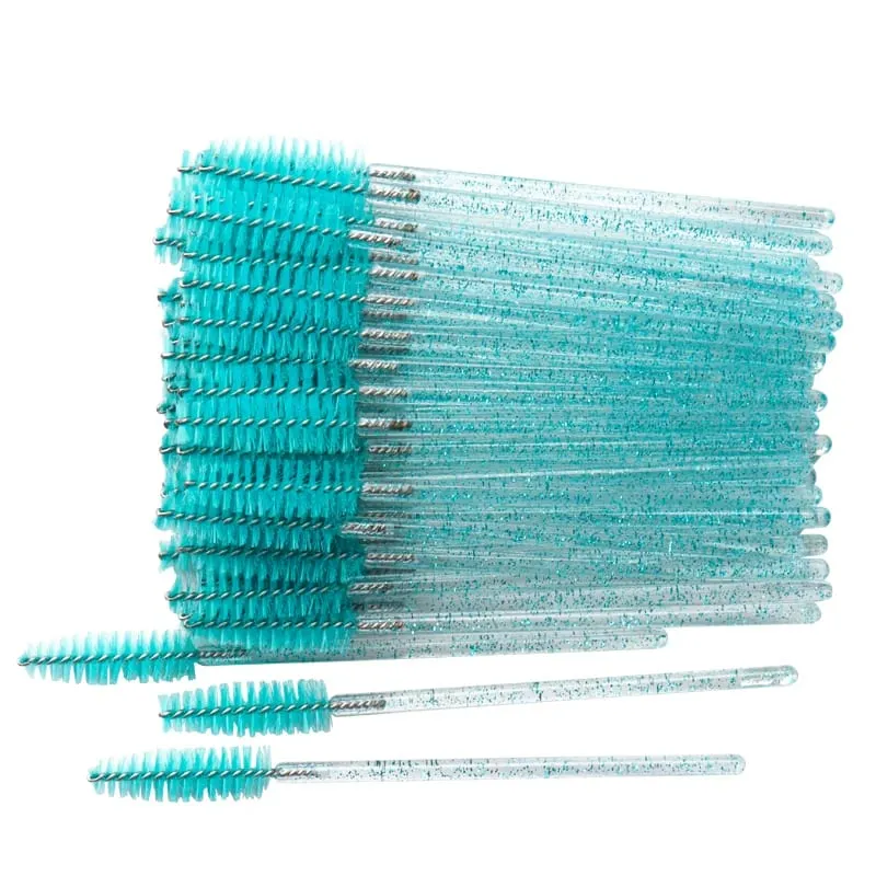 50pcs Shiny Disposable Eyelash Brush Applicator Wands Curler Mascara Eyebrow Makeup Tools Spoolers Comb Wands Spoolies Brushes