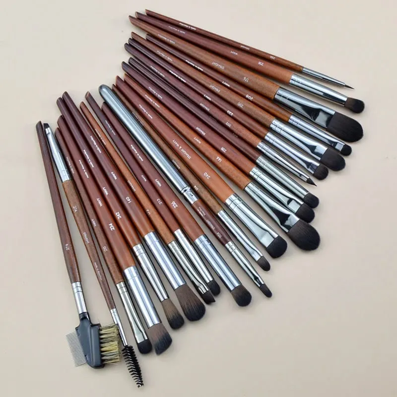 Augen-Make-up-Pinsel aus Naturholz, komplettes Set, Pro Crease Lidschatten-Make-up-Set, zum Verwischen von Textmarkern, Augenbrauen, Lippen- und Wimpernpinsel, praktisch