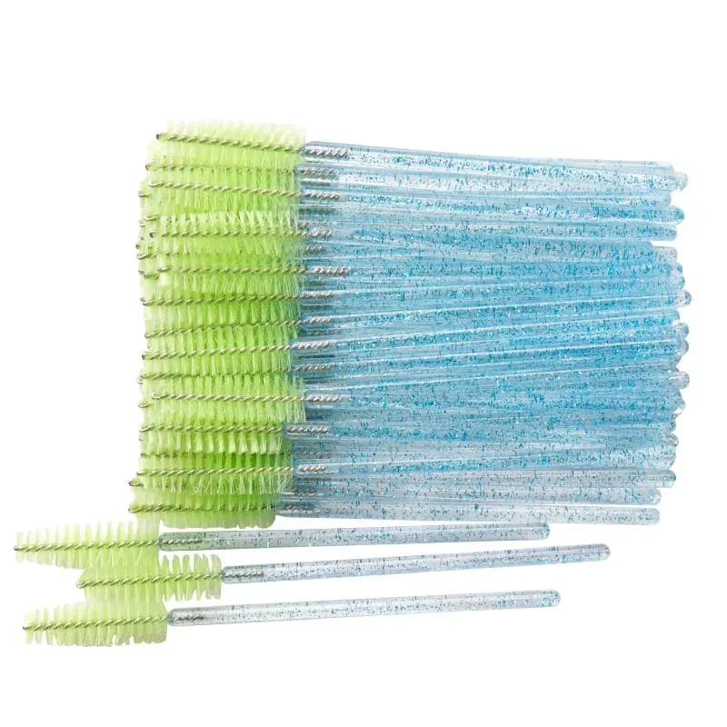 50pcs Shiny Disposable Eyelash Brush Applicator Wands Curler Mascara Eyebrow Makeup Tools Spoolers Comb Wands Spoolies Brushes