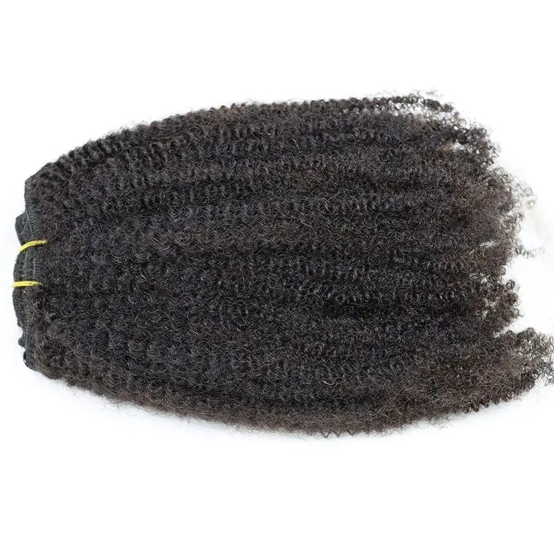 4C Clips Virgin Remy Human Hair Extensions Tight Small Afro Kinky Curly Clip In Hair Extensions African Black Women