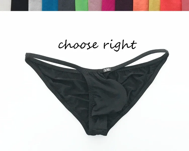 Men's Ultra Low Waist G-String Buttock Briefs Thin Ice Silk Translucent Sexy Underwear Breathable Lightweight Low Rise