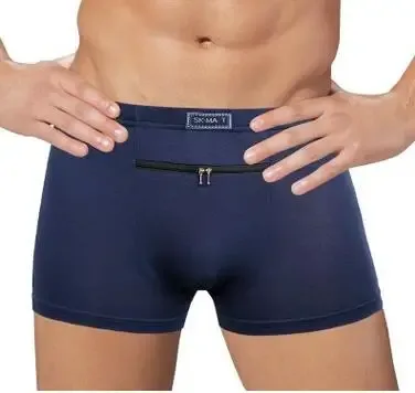 Dropshipping Panlalaking panloob na panlaban sa pagnanakaw malaking bulsa Boxer apat na quarter na panlaban sa pagnanakaw na salawal, solong zipper Panty