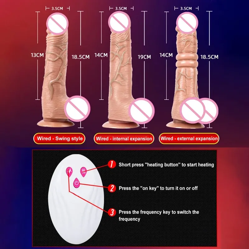 Masturbazione femminile con dildo realistico vibrante telescopico con ventosa riscaldamento pene telecomando cazzo per donne