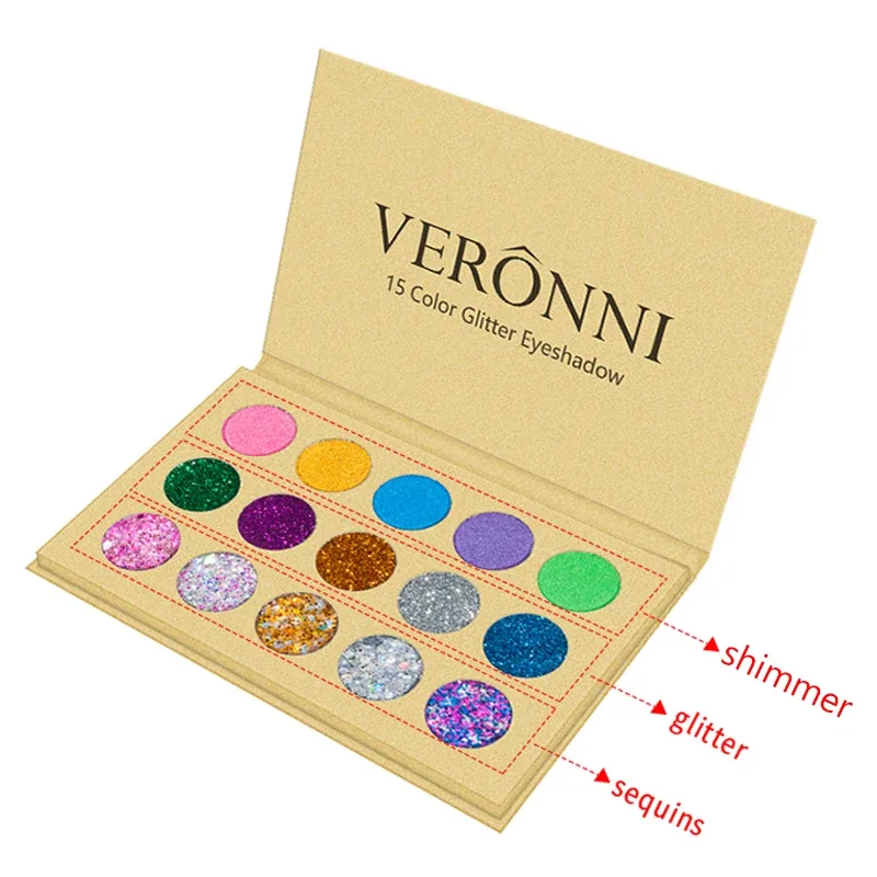 Glitter Eyeshadow Palette Pigment Shine Sequins Eye Shadow Highlighter Shimmer Colorful Make Up Pallete