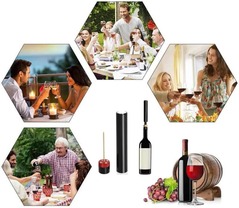 3 Pezzi Pompa d'Aria Cavatappi per Vino Accessori da Cucina Perno Portatile in Acciaio Inossidabile Pressione dell'Aria Apribottiglie per Vino Strumenti Bar di Casa