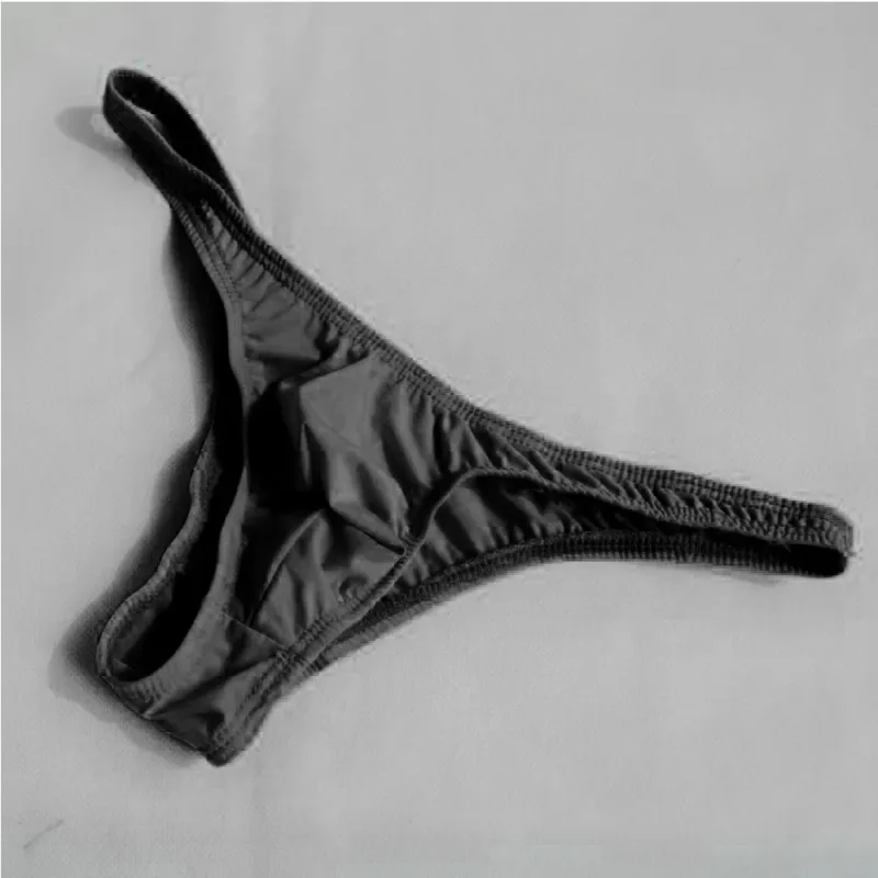 Men's Underwear T-Back G-String Briefs Sexy Breathable Ice Silk Tangas Thong Hot Porn Lingerie Fashion Low Waist Panties Male
