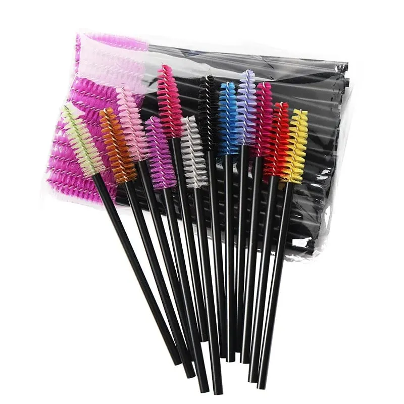 50 Pcs Disposable Crystal Eyelash Brush Mascara Wands Applicator Diamond Eye Lash Brushes Eyelash Extension Makeup Brush Tools