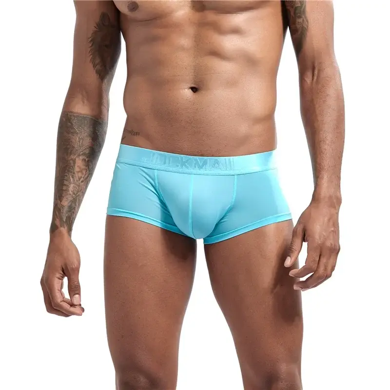Sexy Ultra-thin Ice Silk Material Men's Underwear Fashion Solid Color Boxer Briefs Summer Cool and Breathable Male Trunks — image 1