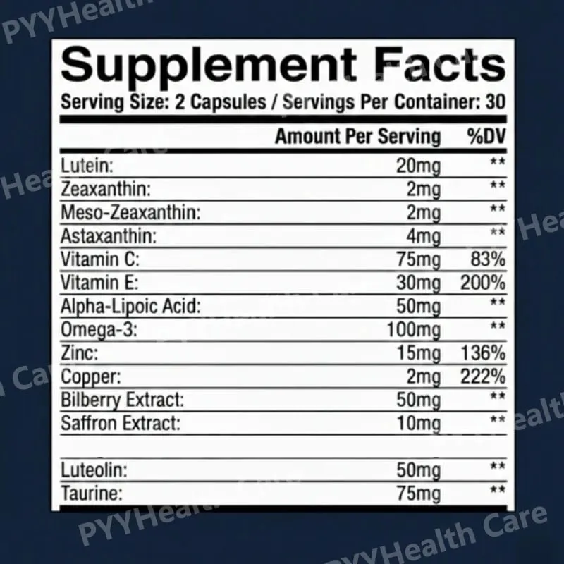 15 in 1 Advanced Eye Health Support Supplement with Lutein Zeaxanthin Astaxanthin – Daily Vision Nutrition Capsules