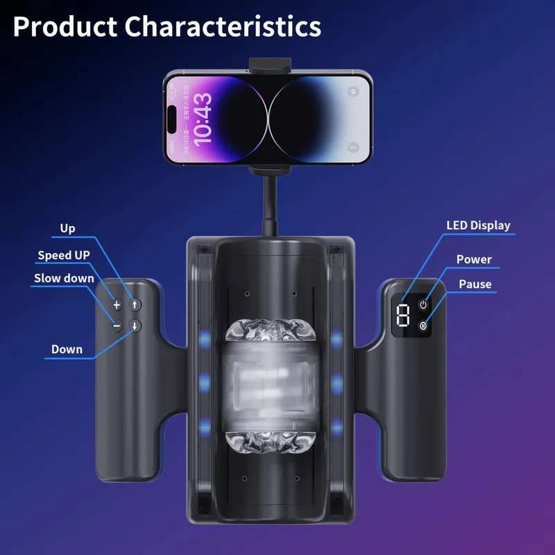 Automatic Telescopic Male Masturbator High Speed Piston Stroker Pocket Pussy with 12cm Thrusting Distance Sex Toys for Men 18