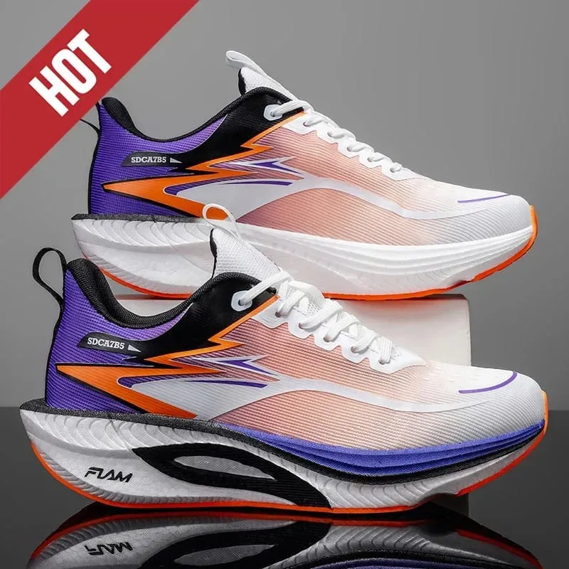 Men Women Carbon Plate Air Cushion Marathon Running Shoes Breathable Lightweight Outdoor Racing Training Sports Sneakers Walking